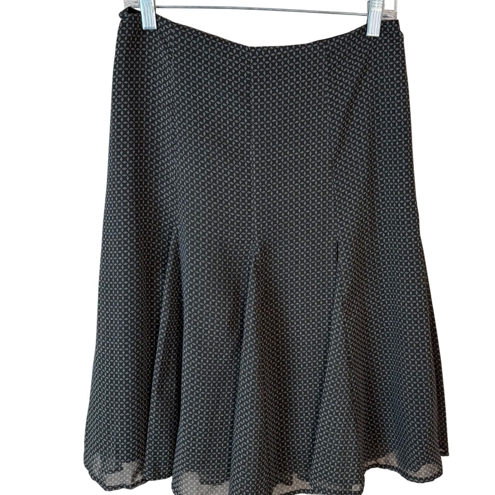 SALE GEORGE ME Womens Skirt Chocolate Brown Geometric Print Midi A Line Size 4 - Picture 1 of 6